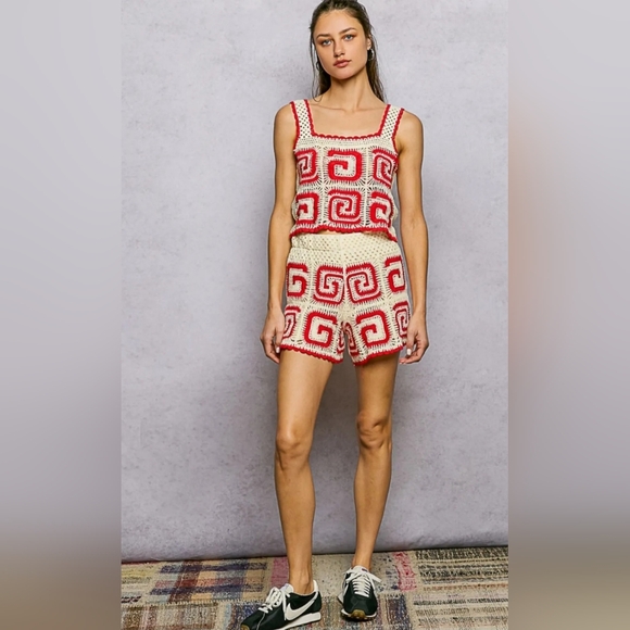 POL Pants - #1136 POL Red Maze Crochet Set